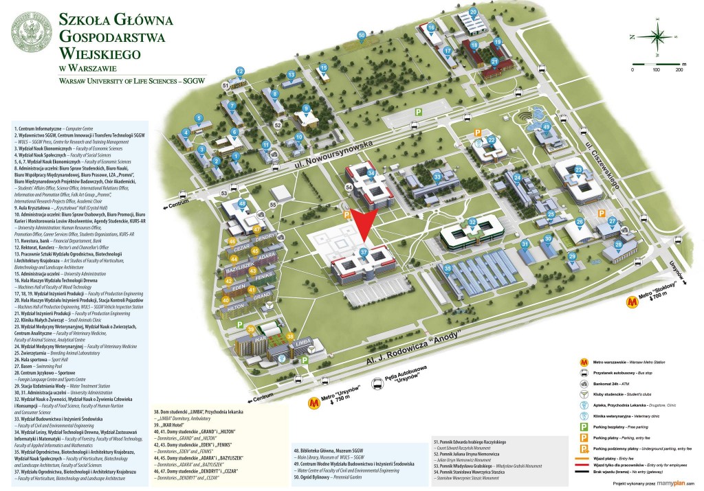 Mapka poglądowa kampusu SGGW